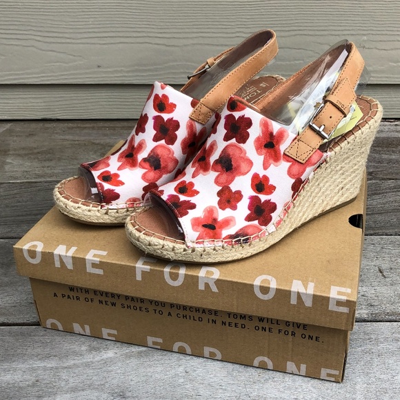 Toms Shoes - TOMS Monica Poppy Watercolor Platform Wedge